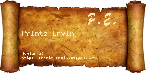 Printz Ervin névjegykártya