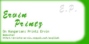 ervin printz business card